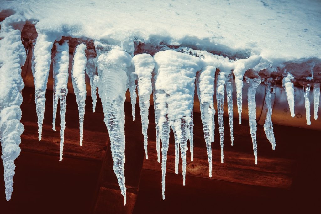 roof icicles in winter season