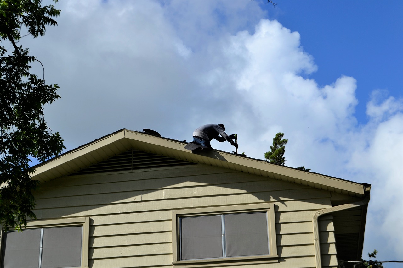  A repairman on a roof