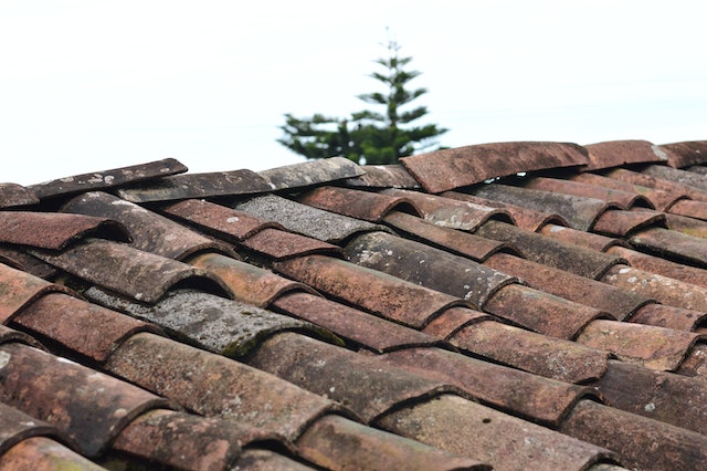 A close-up of a dirty roof.