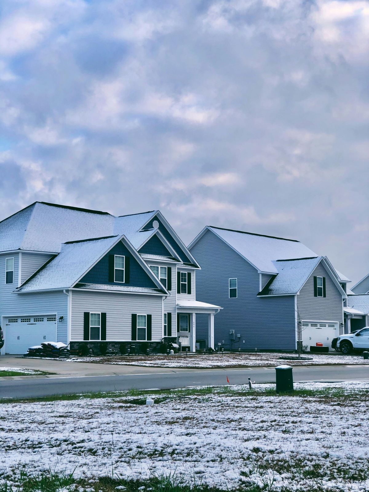 A neighborhood in winter