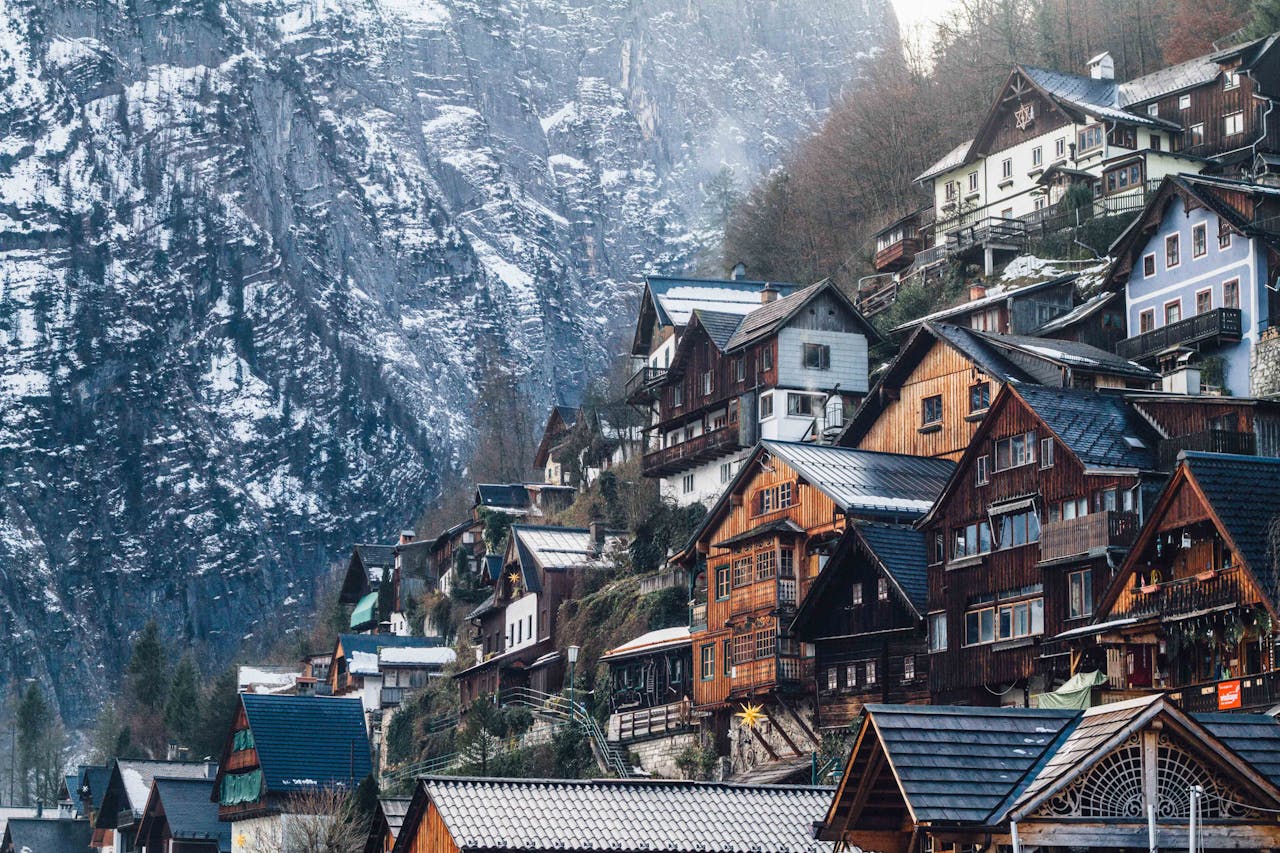 Wooden houses on a mountain